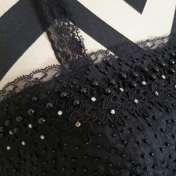 Vintage Betsey Johnson Beaded Tulle mermaid hem black dress 4 - Picture 4 of 9